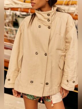 FREE PEOPLE COLLINS WASHED CANVAS FUNNEL NECK JACKET NWT SIZE S